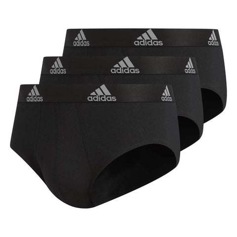 adidas Men's Stretch Cotton 3-Pack Brief, Black/Black Black/Black Black/Black, Small