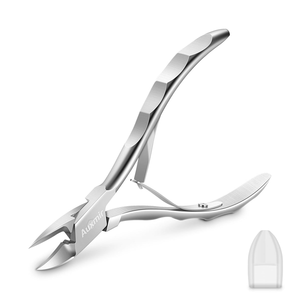 Auxmir Toenail Clippers, Nail Clippers, Stainless Steel Nail Cutters, 5" Sharp Curved Nippers for Thick Nails/Toenails, Ingrown Toenails, Safety Cover Included