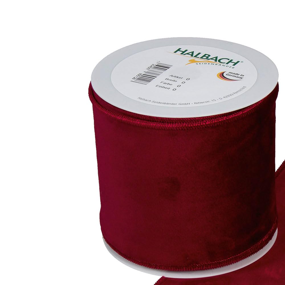 Floristrywarehouse Burgundy Red Christmas Velvet Fabric Ribbon 4 inches Wide on 9 Yards roll. Wired Edge
