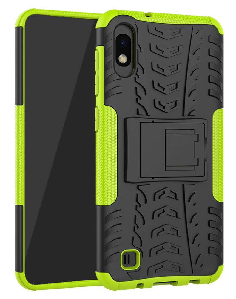 Yiakeng Samsung Galaxy A10 Case, Double Layer Shockproof Slim Drop Full Body Protection With Kickstand For Samsung Galaxy A10 (Green)