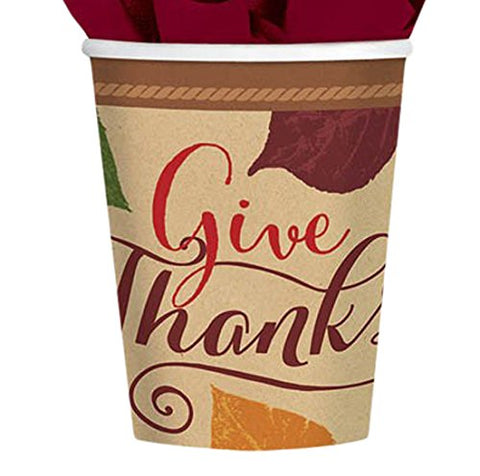 Autumn Traditions Thanksgiving Party Paper Cups Tableware, 9 Ounces, Pack of 18