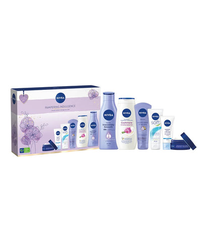 NIVEA Pampering Indulgence Gift Set (6 Pieces), Luxury NIVEA Gift Set Includes Shower Cream, Day and Night Cream, Body Lotion and More, Gifts for Women
