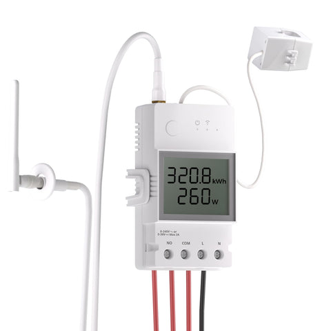 SONOFF POW Ring Smart Power Meter with LCD Screen, Smart Switch with Power Monitoring Overload Protection Remote Control Voice Control, Compatible with Alexa/eWeLink Web, Maxload 100A, POWCT