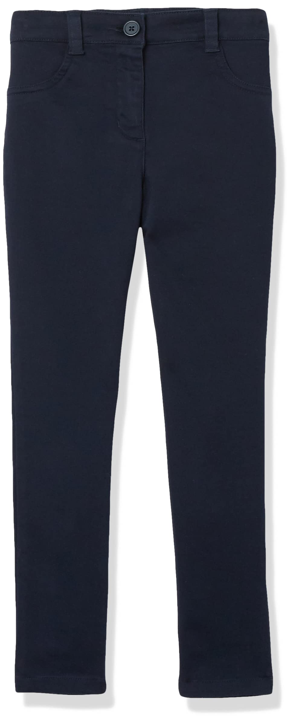 Nautica Girls' Big School Uniform Twill Skinny Pants, Comfortable Stretch Material, Wrinkle & Fade Resistant, Navy Sateen, 7