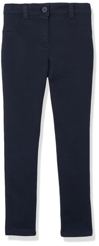 Nautica Girls' Big School Uniform Twill Skinny Pants, Comfortable Stretch Material, Wrinkle & Fade Resistant, Navy Sateen, 7