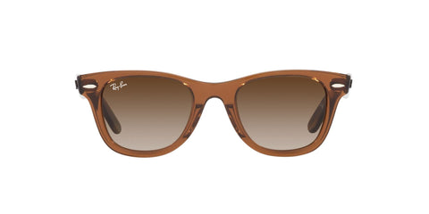 Ray-Ban Junior Kids' Rj9066S Wayfarer Square Sunglasses, Transparent Brown/Brown Gradient, 47 mm