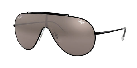 Ray-Ban RB3597 Wings Shield Sunglasses, Black/Dark Violet Mirrored Silver, 33 mm
