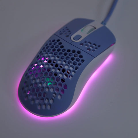 Luqeeg Pro Wired Gaming Mouse - 12000 DPI, Honeycomb Shell, RGB Backlight, 6 Lighting Effect Modes, Ultra Lightweight, USB Type C Ergonomic Gaming Mouse(Blue)