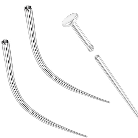 PunkTracker 14g/16g/18g Curved ASTM F136 Titanium Piercing Kit Taper Insertion Pin Tool for Internal Thread Tragus Helix Lip Nose Helix Piercing Jewelry Labret Studs Nose Stud Stretcher