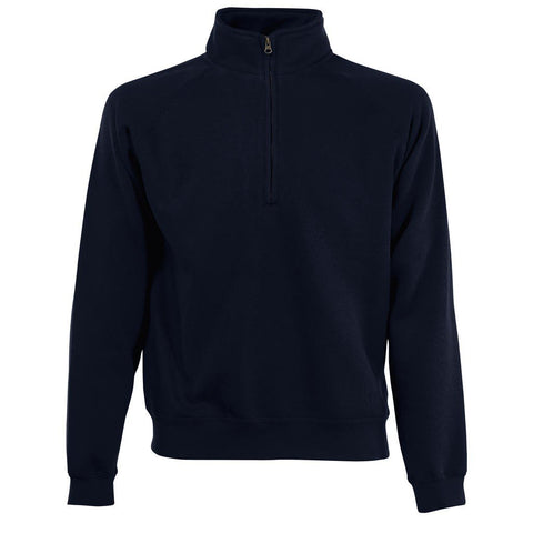 Fruit of the Loom Mens Zip Neck Sweat Sweatshirt, Blue (Deep Navy 202), Large