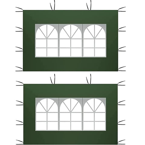 CiCixixi Side Panels for Gazebo with PVC Window, Green, 2 x 3 m Waterproof, Side Panel Garden Party Tent, UV Protection, 210D Side Replacement for Waterproof Garden Gazebo, Outdoor, Party