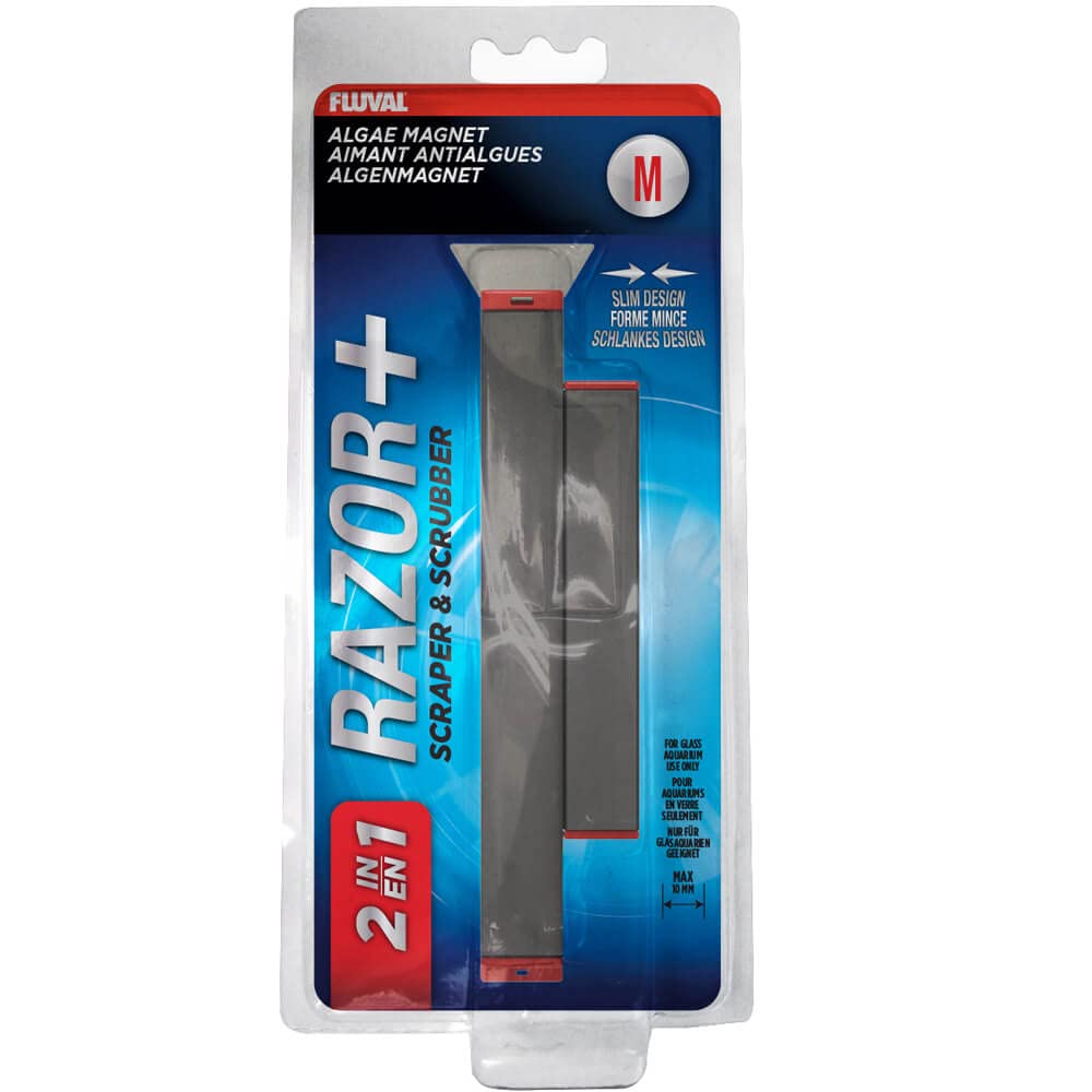 Fluval Razor Algae Magnet Cleaner with Blade, Medium, Black/Red
