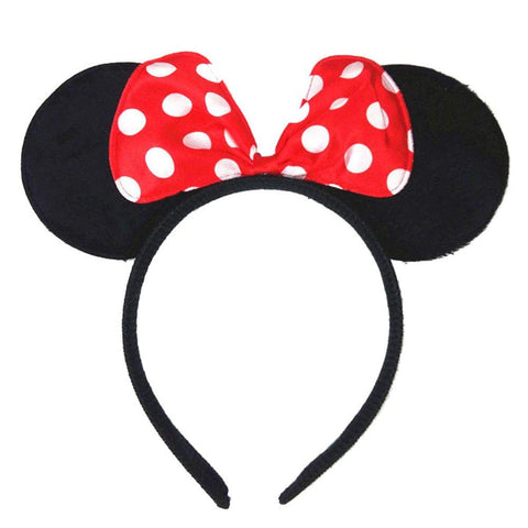 EROSPAÂ® Minnie Mouse Headband Black Ears and Bow Red with White Dots