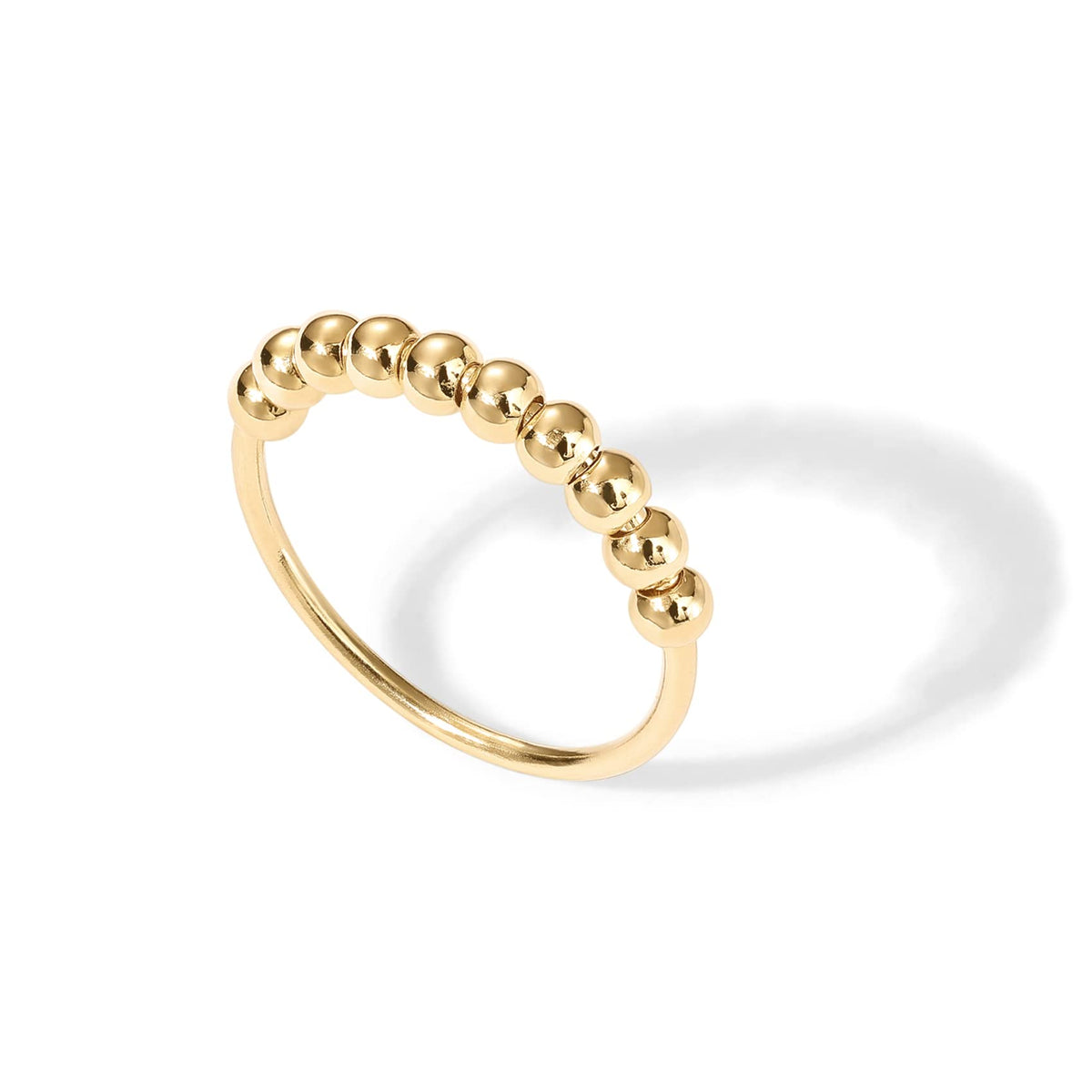 PAVOI Spinning Anxiety Ring (Beads, Yellow Gold, 5)