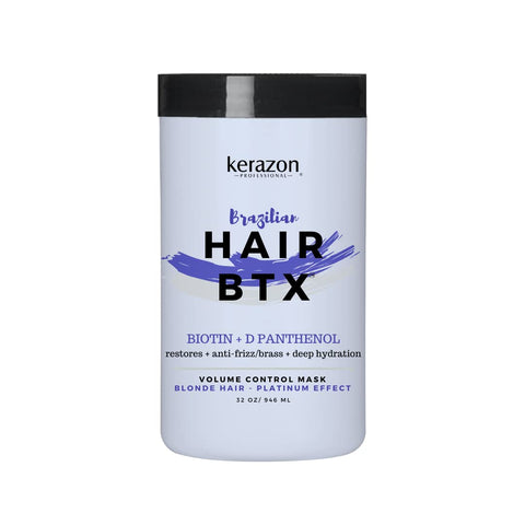 KERAZON Blonde Brazilian Hair BTX Treatment Purple Mask Platinum Effect & Silver Hair Providing Smoothing, Deep Hydration, Anti-Brass, Shine, Softness, Volume And Frizz Control. Salon Size.