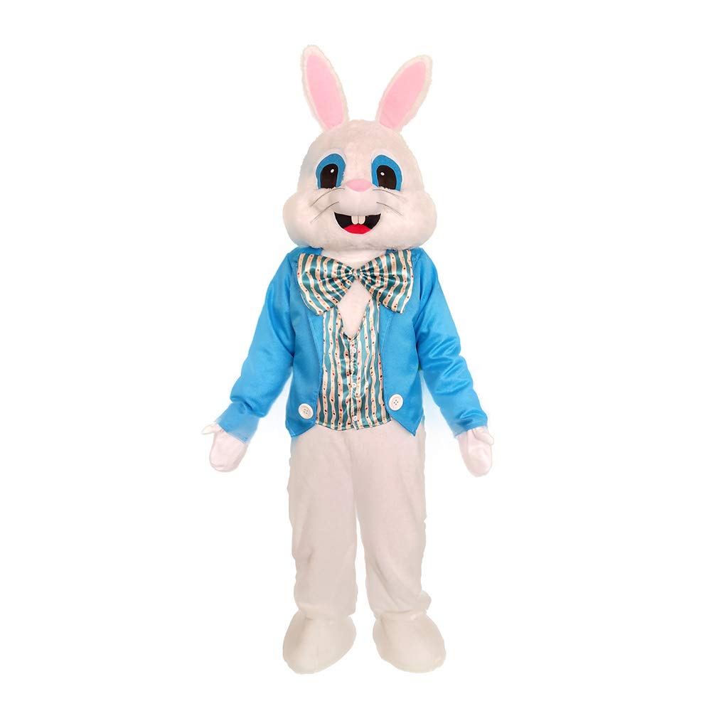 MatGui Easter Party Rabbit Costume Bunny Mascot Costume Adult Size Fancy Dress Blue