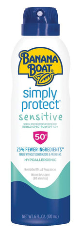 Banana Boat Spf#50+ Simply Protect Sensitive 6 Ounce Spray (Pack of 2)