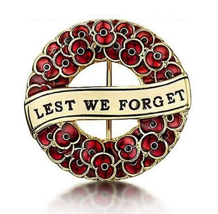 2024 Remembrance Day Poppy Badges and Pins Red Poppy Cross Wreath Garland Lest We Forget Pin Badge Brooch