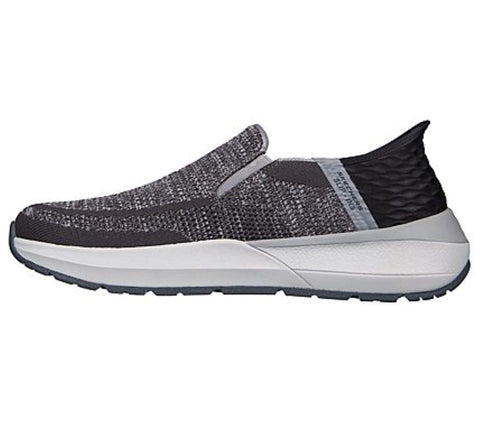 Skechers Men's Neville-Rovelo Slip-in Sneaker, Charcoal/Light Gray, 9.5