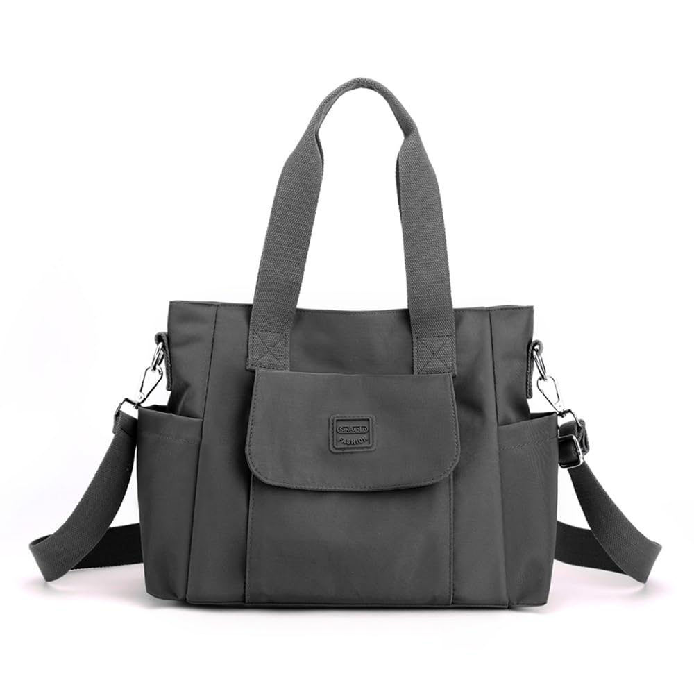 YANAIER Multi-Pocket Tote Bag Handbag Women Hobo Shoulder Bag Casual Crossbody Purses for Work Shopping Travel Dark grey