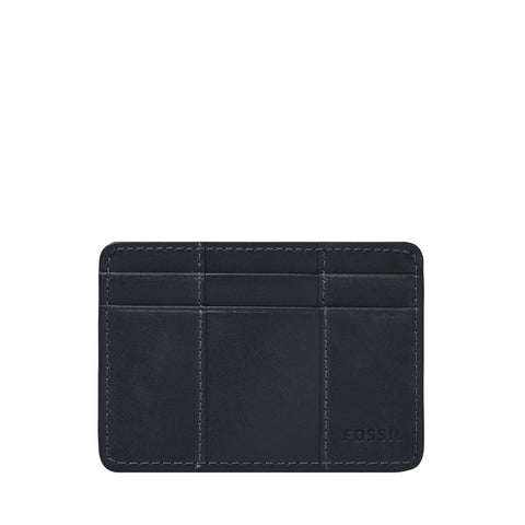 Fossil Men's Everett Leather Slim Minimalist Card Case Front Pocket Wallet, Midnight Navy, (Model: ML4398406)