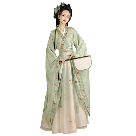 Ez-sofei Women Chinese Traditional Ancient Stage Performance Costume Hanfu Dress (Green, L)