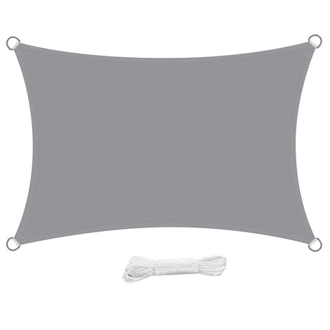 swift Sun Shade Sail 2m x 3m Waterproof Rectangle PES Polyester 98% UV Block 2x3 Meter Sunscreen Awning 3x2 Rectangular Canopy Sail Shades for Garden Outdoor Patio with Free Ropes, Light Grey