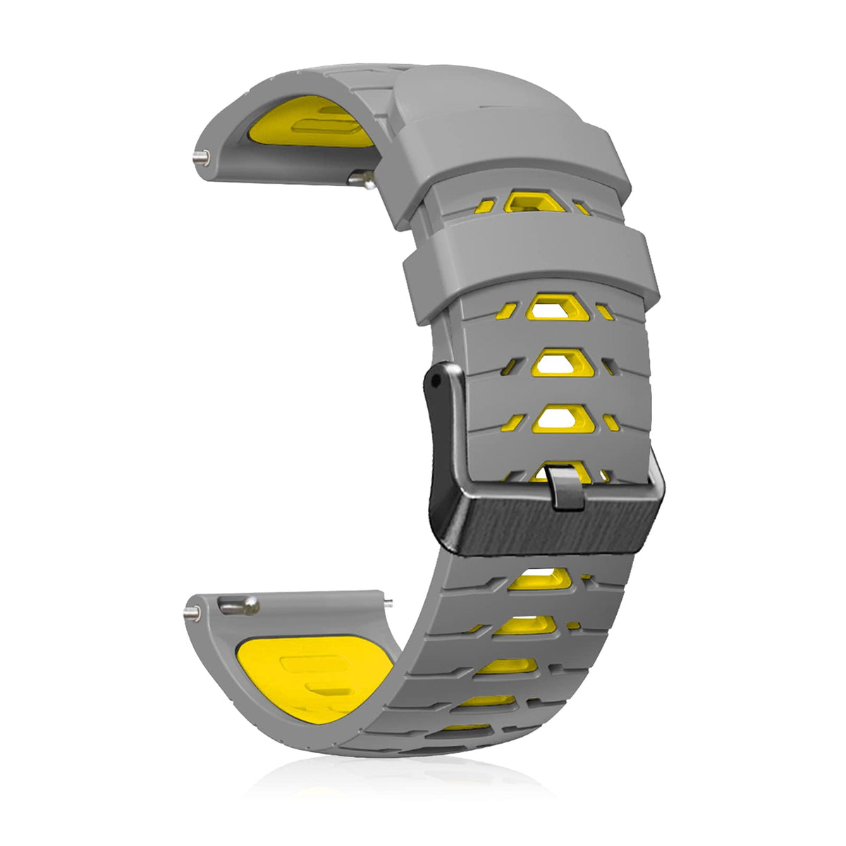 CeiBand Lug Width 22mm 20mm Silicone Sports Straps, Men Women with Stainless Steel Buckle Waterproof Soft Breathable Replacement Watch Bands - Gray/Yellow