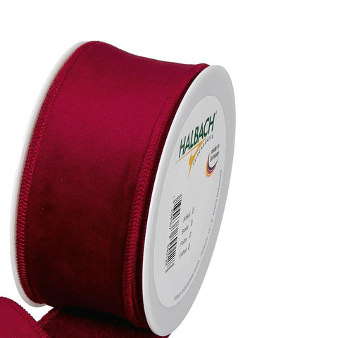 FloristryWarehouse Burgundy Red Christmas Velvet Fabric Ribbon 50mm (2") Wide on 8m roll Wired Edge
