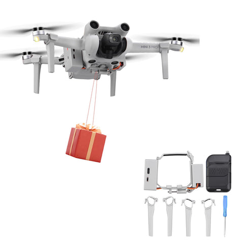 iEago RC Mini 3 Pro Drone Airdrop System Drone Dropping Payload Release Device Air Drop Thrower with Landing Gear for DJI Mini 3 & Mini 3 Pro Release Fishing Bait/Rescue Tool Drone Accessories, Grey