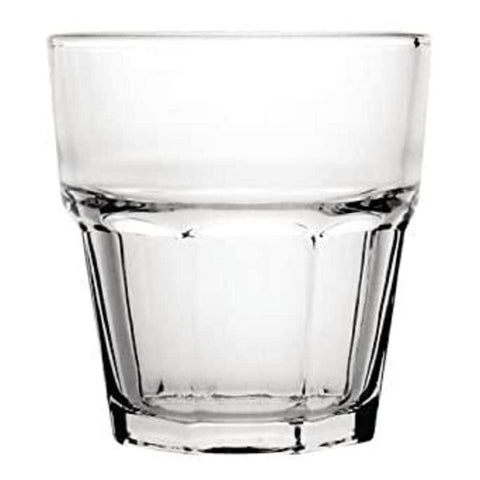 Olympia Toughened Orleans Tumblers Set - 200 ml/7 oz (Pack of 12), Clear, Toughened Glass, Panelled Design, Glasswasher Safe, GF938