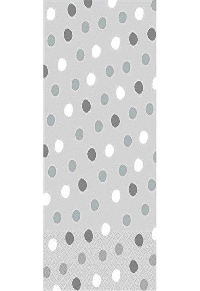 Amscan Whimsical Dots Silver Disposable 2 Ply Eco Paper Guest Towels Tableware (16 Piece), 8" x 4.5", Silver/Gray