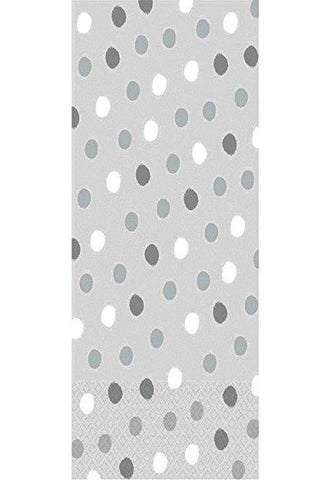 Amscan Whimsical Dots Silver Disposable 2 Ply Eco Paper Guest Towels Tableware (16 Piece), 8" x 4.5", Silver/Gray