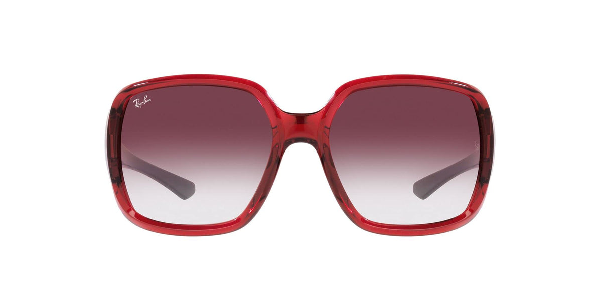 Ray-Ban Rb4347 Powderhorn Square Sunglasses, Transparent Red/Clear Gradient Dark Violet, 60 mm