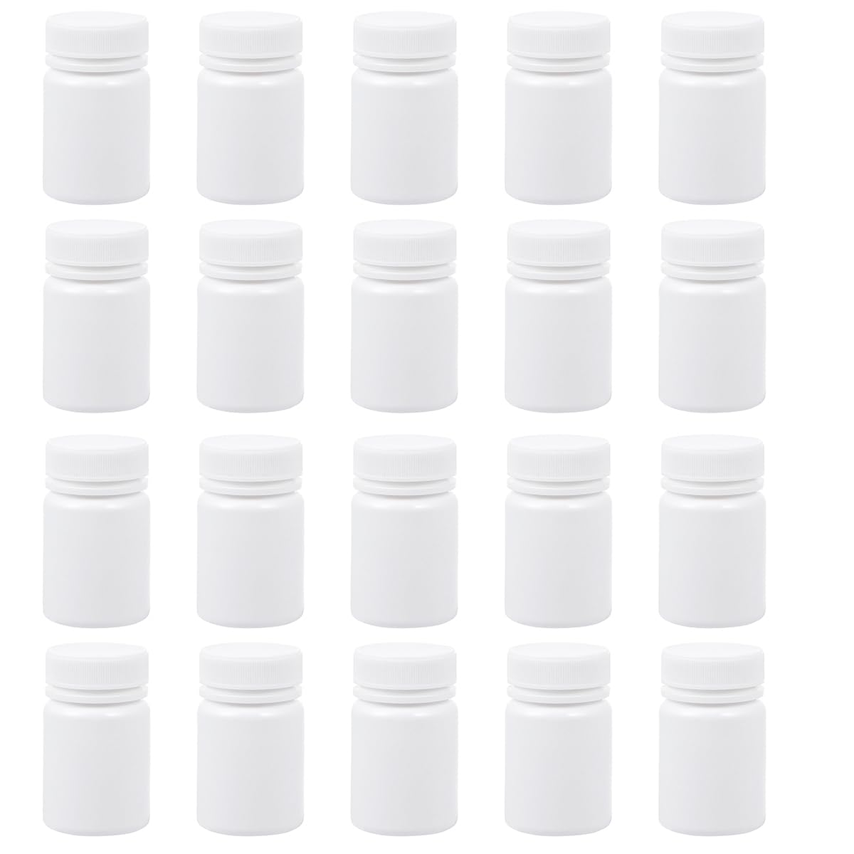 20pcs Empty Bottle Portable Plastic Medicine Holder Container Case for 50ml (White)