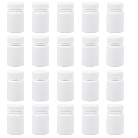 20pcs Empty Bottle Portable Plastic Medicine Holder Container Case for 50ml (White)