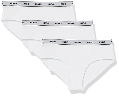 HUGO 3-Pack Repeat Logo Cotton Stretch Hipster Briefs Chalk White