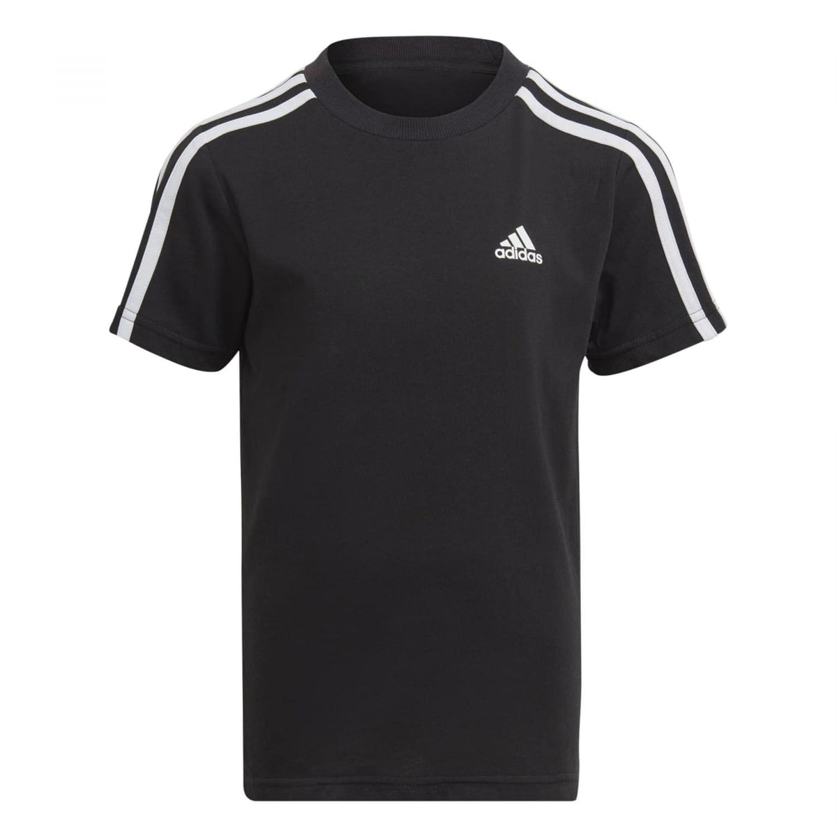 adidas Unisex Kids Essentials 3-Stripes Cotton Tee, Black, 7-8 Years