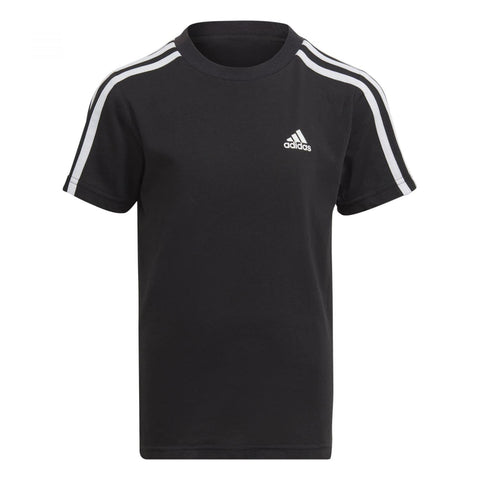 adidas Unisex Kids Essentials 3-Stripes Cotton Tee, Black, 7-8 Years