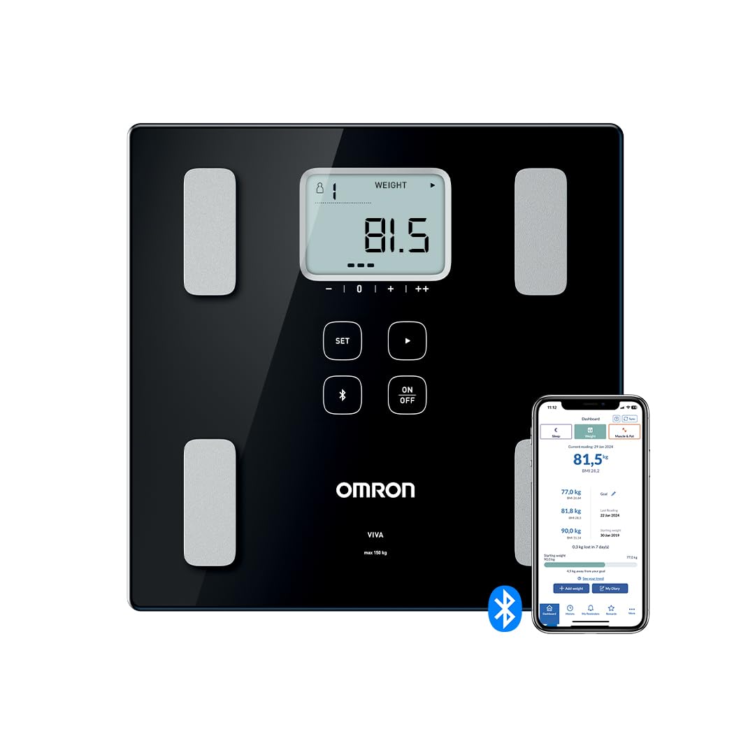 OMRON VIVA Bluetooth Smart Scale and Body Composition Monitor with Body Fat, Body Weight, Visceral Fat, Skeletal Muscle, Resting Metabolism and BMI
