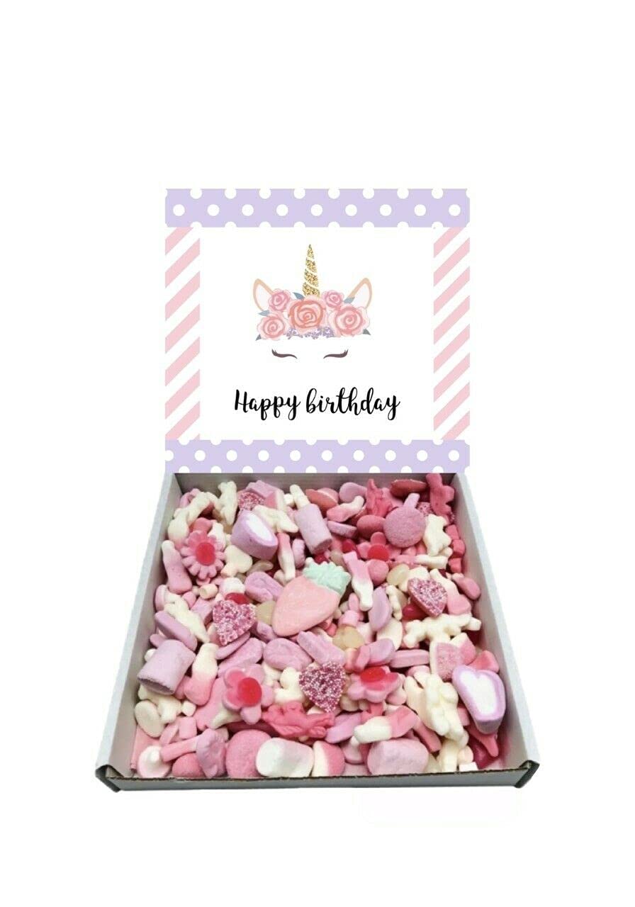 Happy birthday Unicorn Gift Pick n Mix 1KG Sweets Selection Box Sweet Hamper Childrens Birthday Gift Present