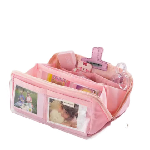 irLocy Pencil Case Aesthetic Clear Pencil Pouch Back to College Aesthetic Stationary Kawaii Cute Pencil Pouch Cute Large Pencil Case (Pink)