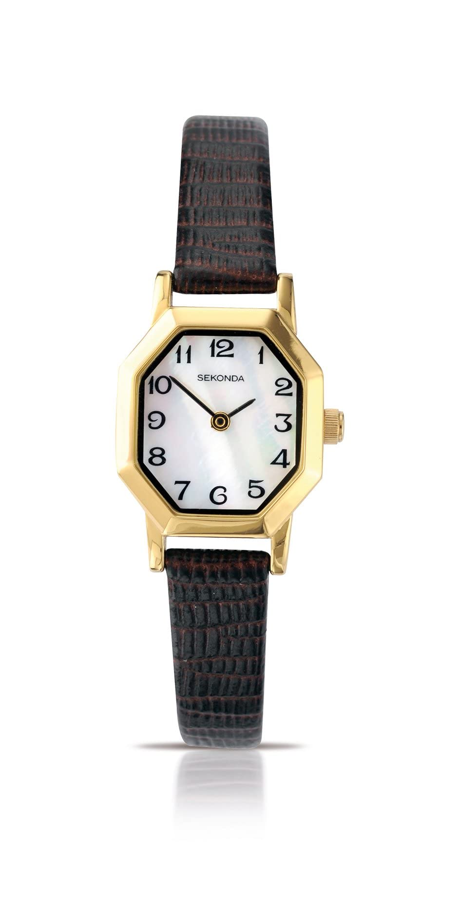 Sekonda Womenâ€™s 20 mm Mother of Pearl Quartz Watch Brown Leather Strap 4416