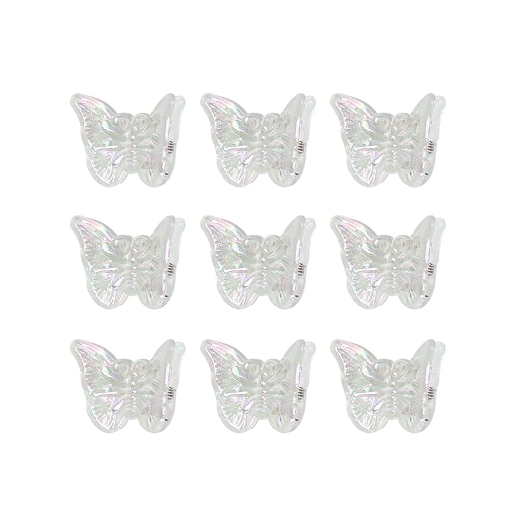 Zhouocea 30 Pcs Mini Hair Claws and Snap Clips - Cute Butterfly Design for Women and Girls, 0.79 x 0.59 Inch (Clear White)