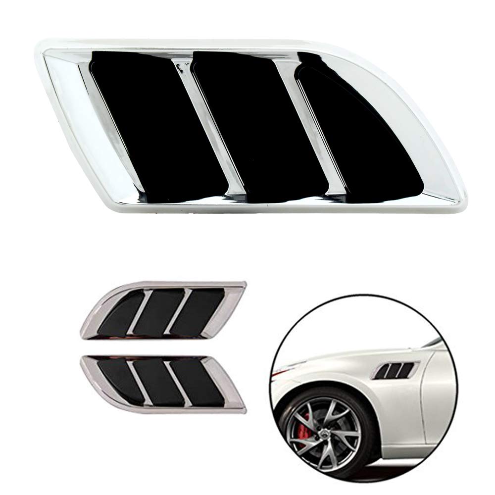 Oshotto 2Pcs Car Decorative FLS-5116 Electroplate Air Flow Intake Scoop Turbo Bonnet Vent Hood Compatible with Toyota Fortuner (Chrome)