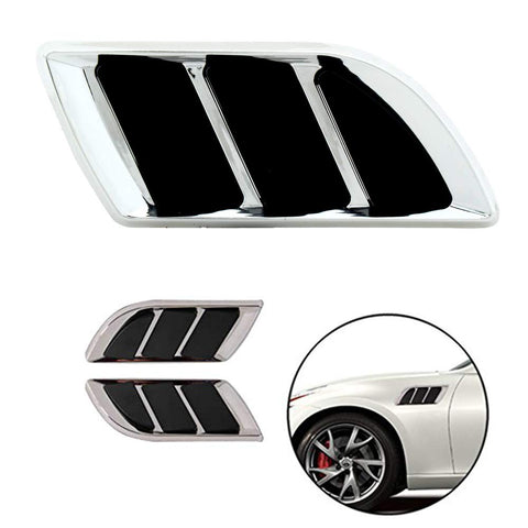 Oshotto 2Pcs Car Decorative FLS-5116 Electroplate Air Flow Intake Scoop Turbo Bonnet Vent Hood Compatible with Toyota Fortuner (Chrome)