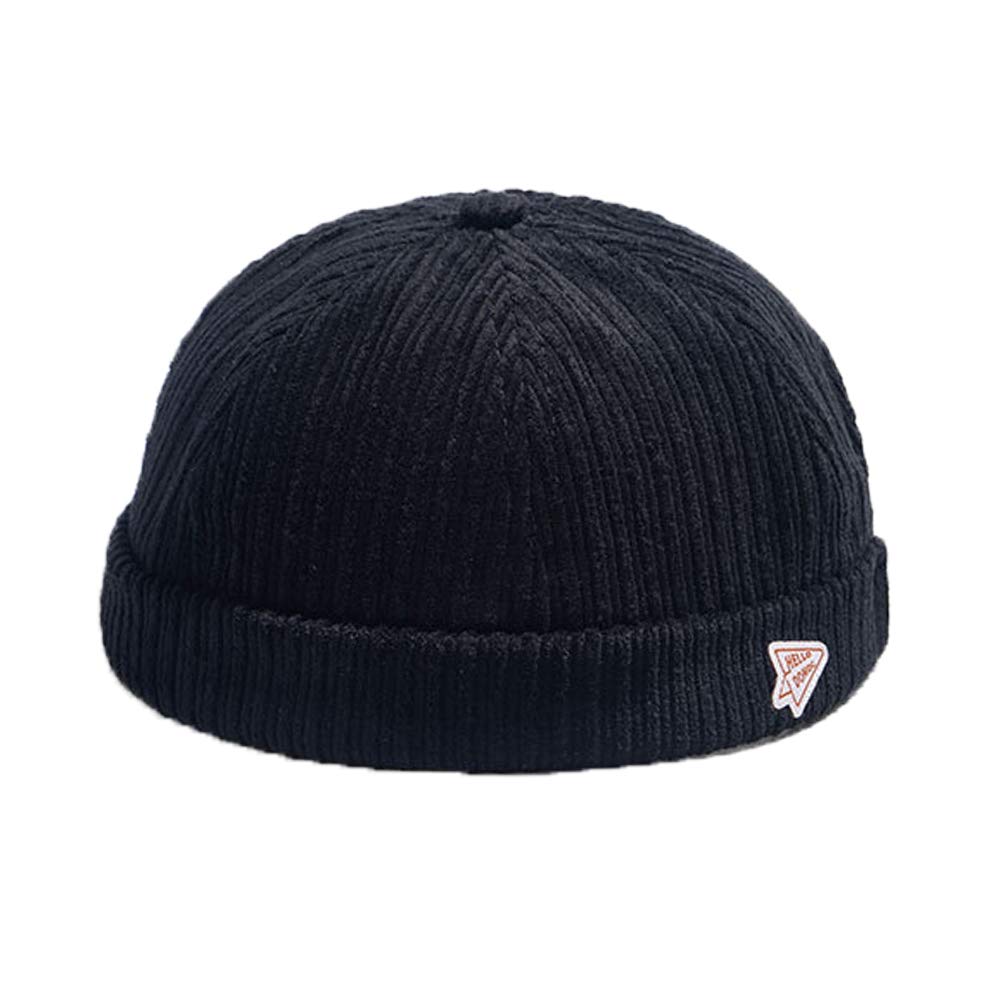 Mens Womens Docker Cap Brimless Hats Beanie Worker Sailor Rolled Cuff Retro Hat with Adjustable
