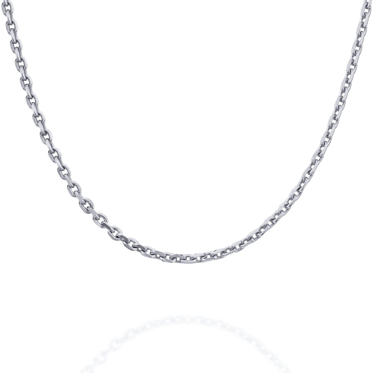 PAVOI Italian Solid 925 Sterling Silver Chain Necklace, 22K Gold Plated, 1.5mm Italian Diamond-Cut Cable Chain Necklace for Women and Men, MADE IN ITALY (24, White Gold)