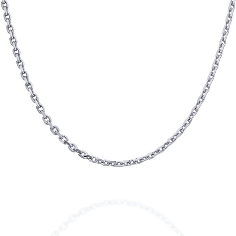 PAVOI Italian Solid 925 Sterling Silver Chain Necklace, 22K Gold Plated, 1.5mm Italian Diamond-Cut Cable Chain Necklace for Women and Men, MADE IN ITALY (24, White Gold)