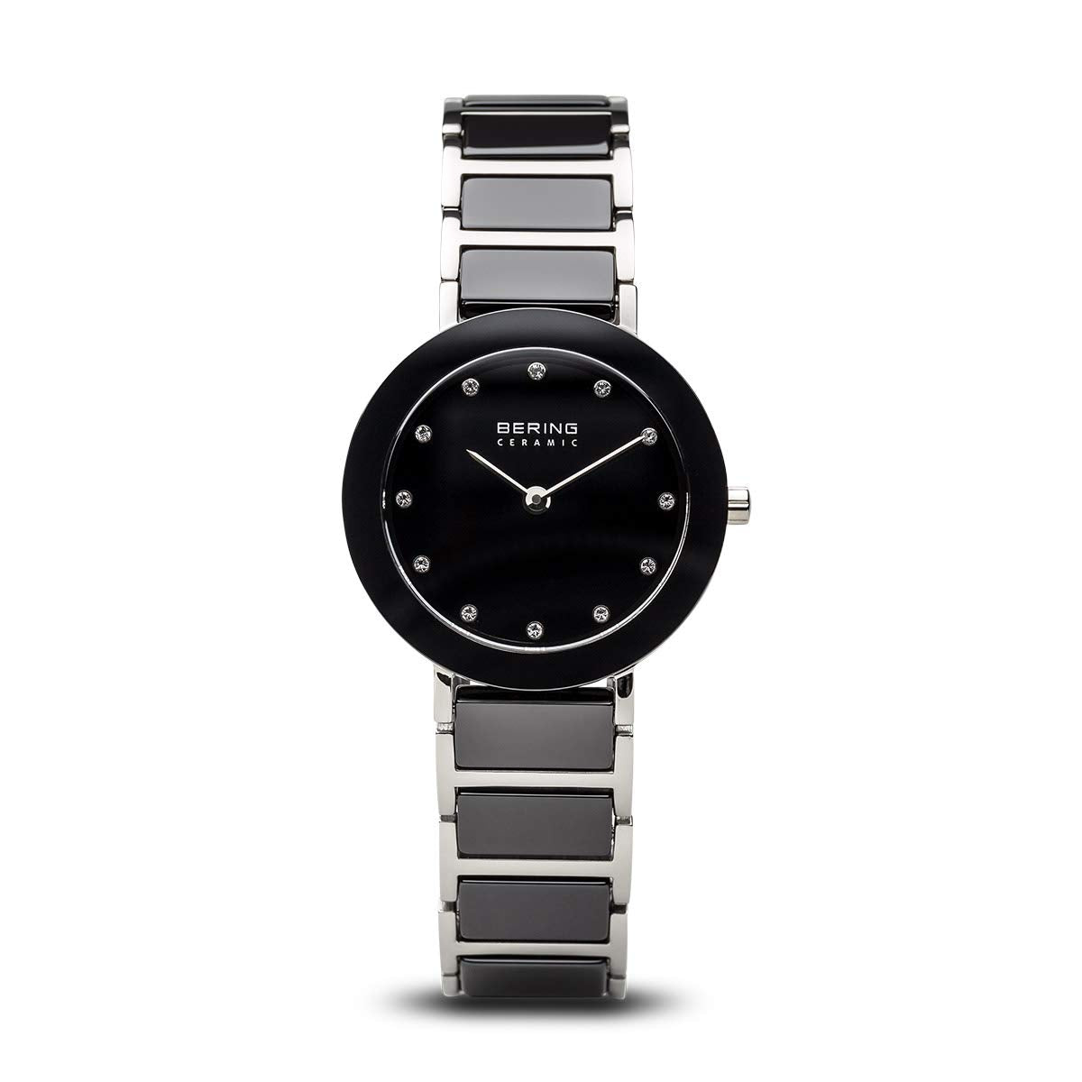 BERING Women Analog Quartz Ceramic Collection Watch with Stainless Steel/Ceramic Strap and Sapphire Crystal 11429-742, Silver/Black, 29 (EU), Bracelet